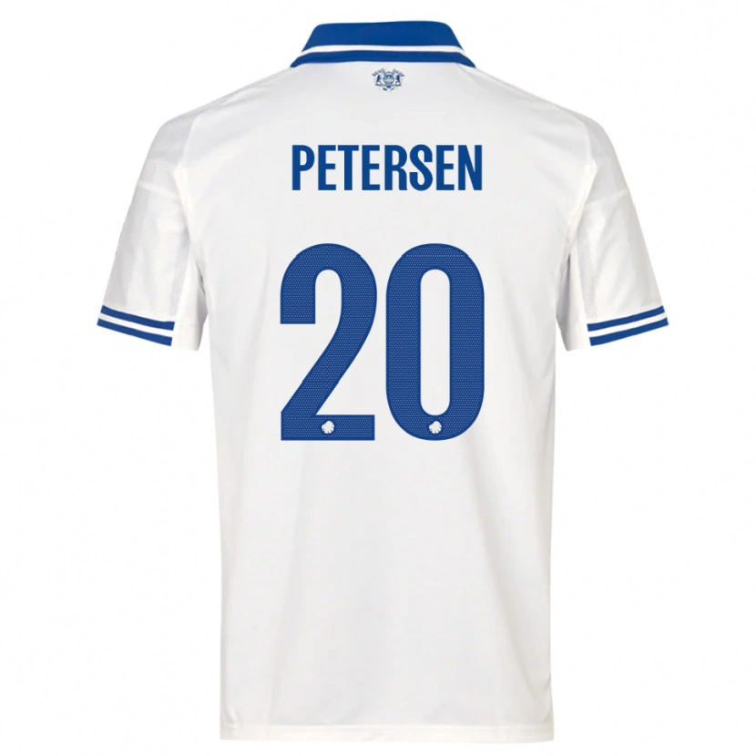 Danxen Uomo Maglia Frederik Petersen #20 Bianco Blu Kit Gara Home 2025/26 Maglietta