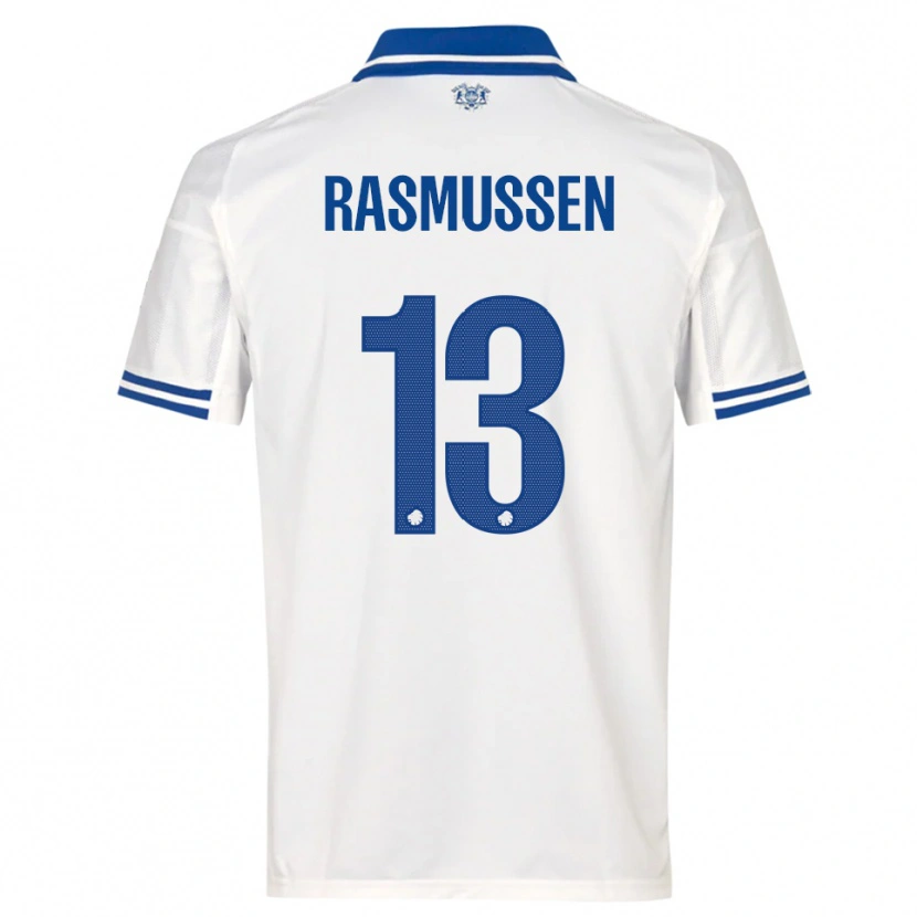 Danxen Uomo Maglia Sara Rasmussen #13 Bianco Blu Kit Gara Home 2025/26 Maglietta