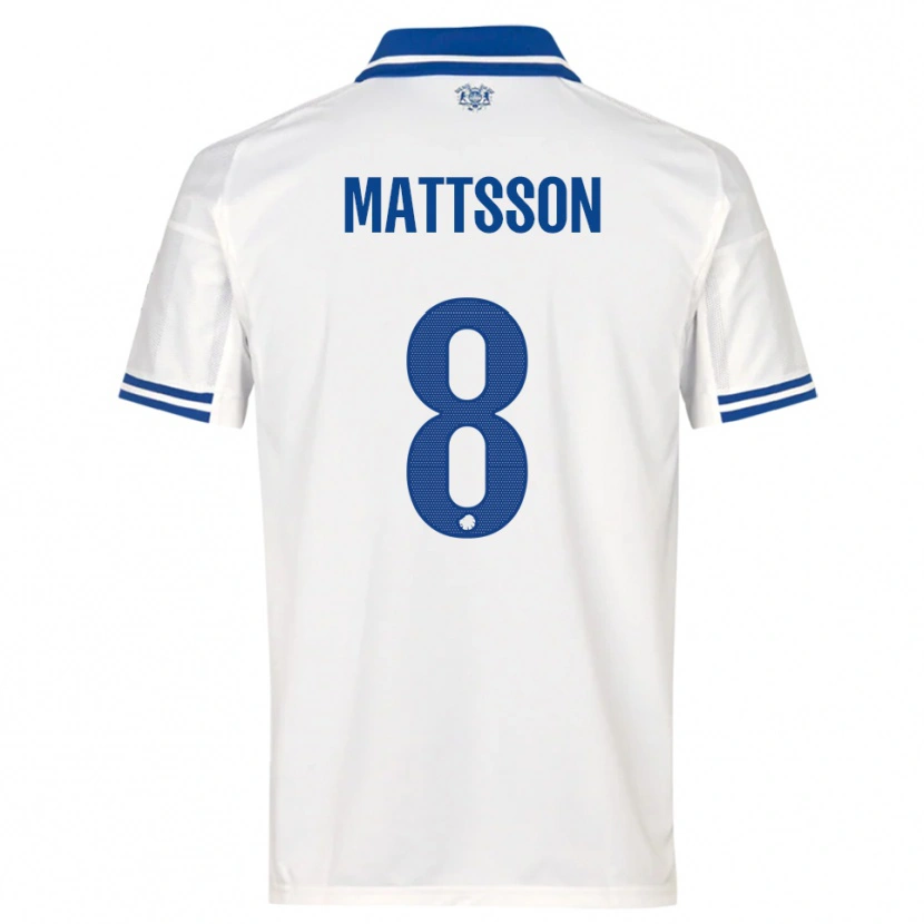 Danxen Uomo Maglia Magnus Mattsson #8 Bianco Blu Kit Gara Home 2025/26 Maglietta