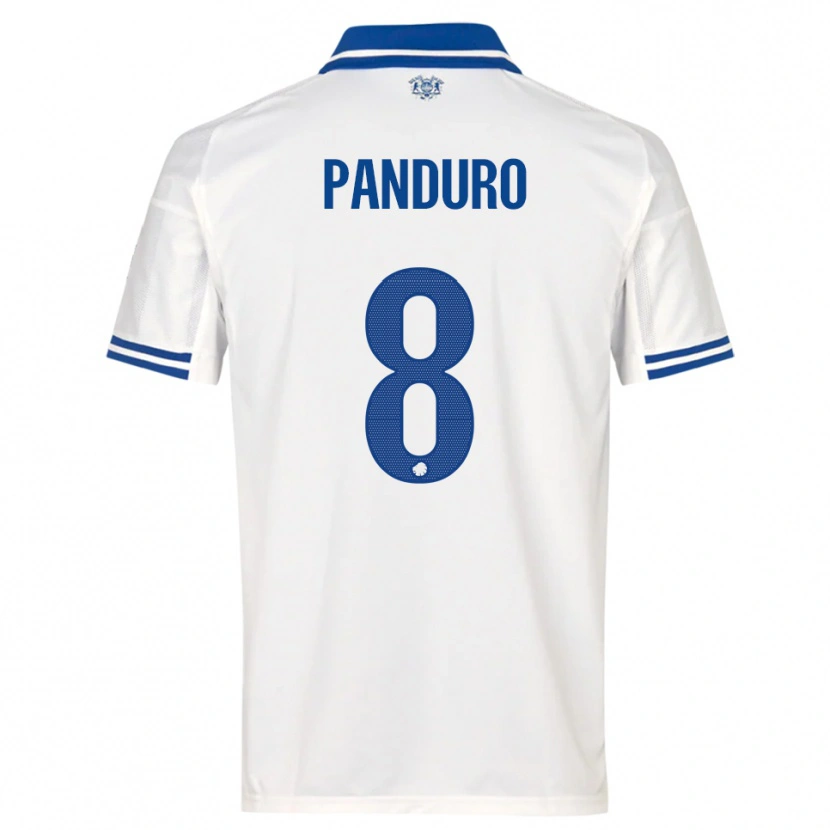 Danxen Uomo Maglia Tristan Panduro #8 Bianco Blu Kit Gara Home 2025/26 Maglietta