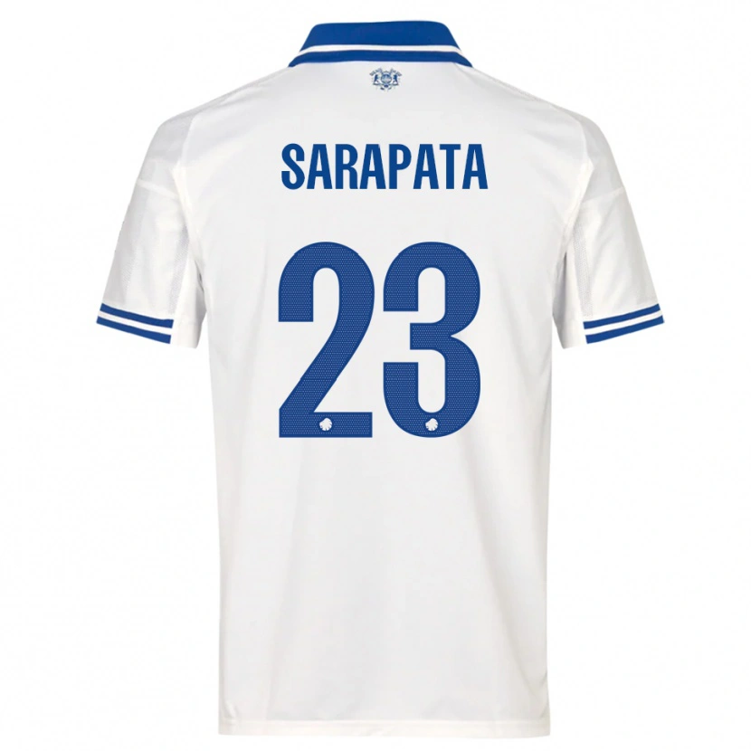 Danxen Uomo Maglia Dominik Sarapata #23 Bianco Blu Kit Gara Home 2025/26 Maglietta