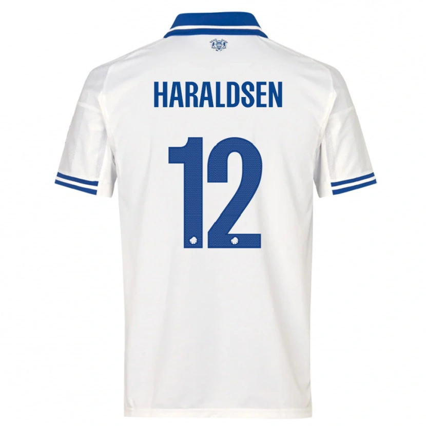 Danxen Uomo Maglia Henrik Haraldsen #12 Bianco Blu Kit Gara Home 2025/26 Maglietta