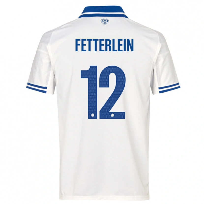Danxen Uomo Maglia Sean Fetterlein #12 Bianco Blu Kit Gara Home 2025/26 Maglietta
