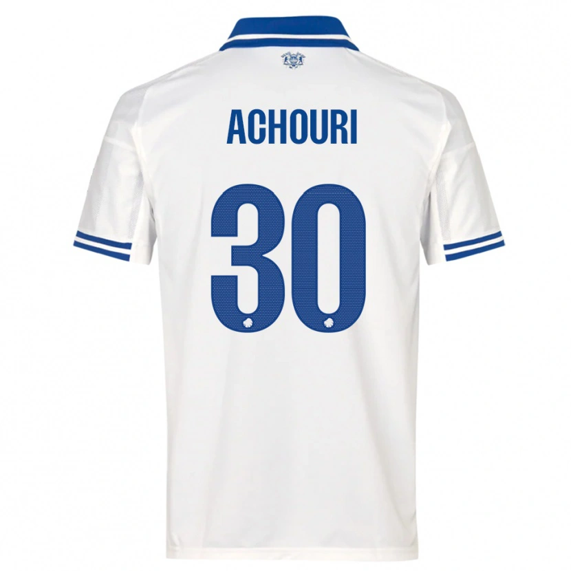 Danxen Uomo Maglia Elias Achouri #30 Bianco Blu Kit Gara Home 2025/26 Maglietta