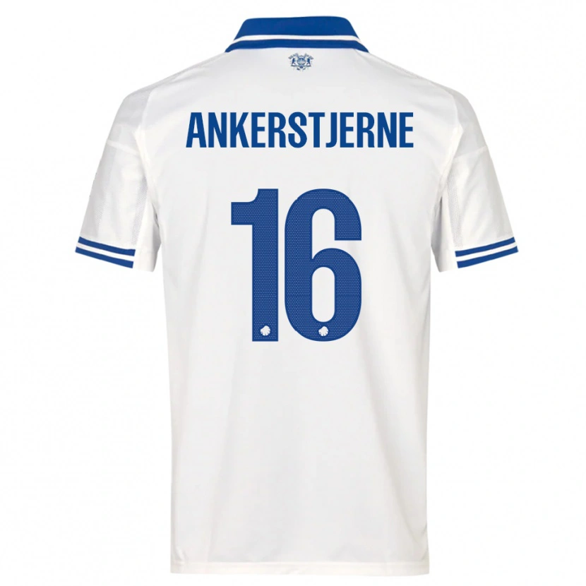 Danxen Uomo Maglia Ida Ankerstjerne #16 Bianco Blu Kit Gara Home 2025/26 Maglietta