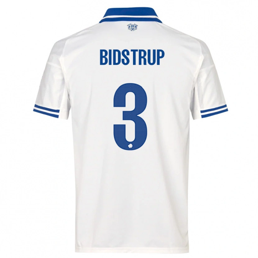 Danxen Uomo Maglia Hjalte Bidstrup #3 Bianco Blu Kit Gara Home 2025/26 Maglietta