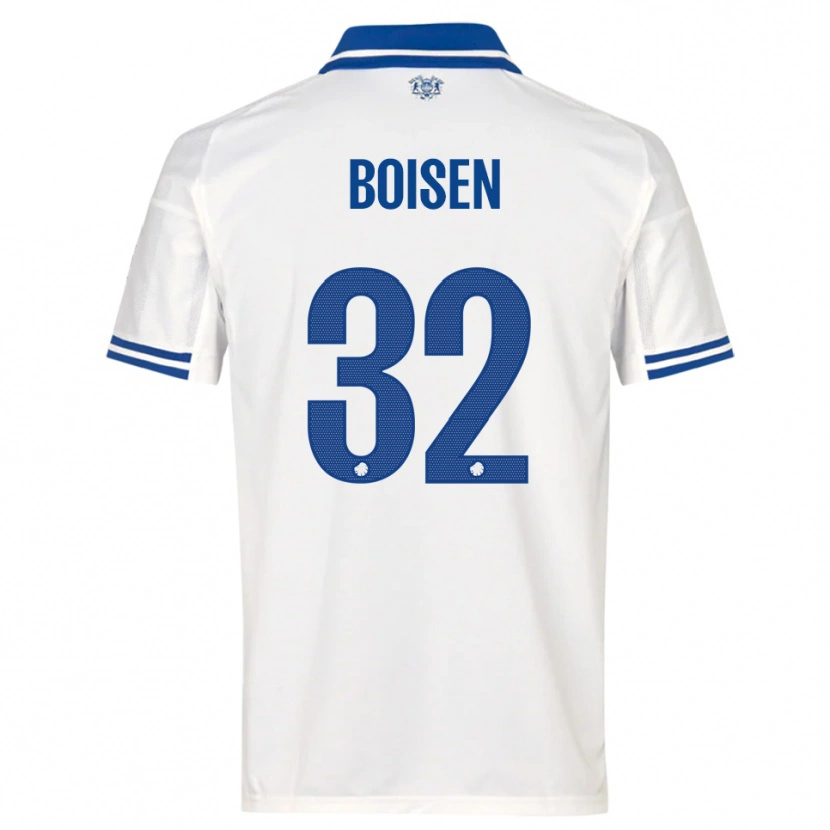 Danxen Uomo Maglia Frederikke Boisen #32 Bianco Blu Kit Gara Home 2025/26 Maglietta