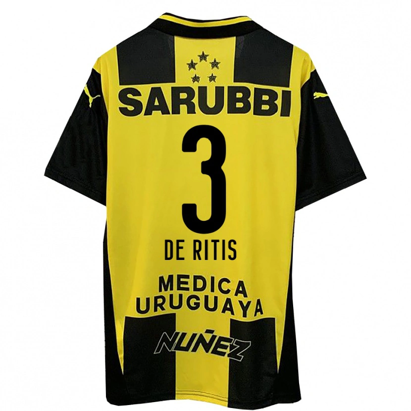Danxen Uomo Maglia Mathías De Ritis #3 Giallo Nero Kit Gara Home 2025/26 Maglietta