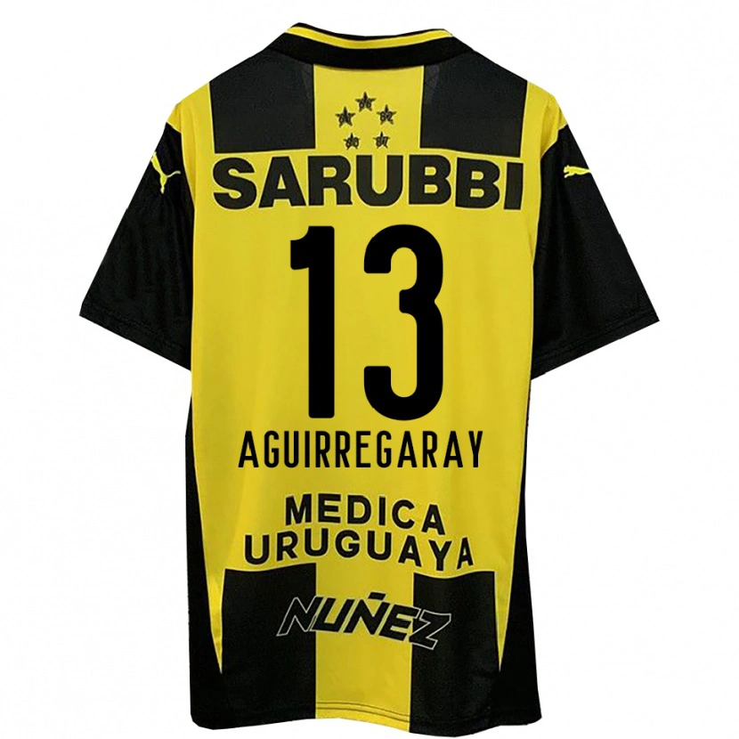 Danxen Uomo Maglia Matías Aguirregaray #13 Giallo Nero Kit Gara Home 2025/26 Maglietta