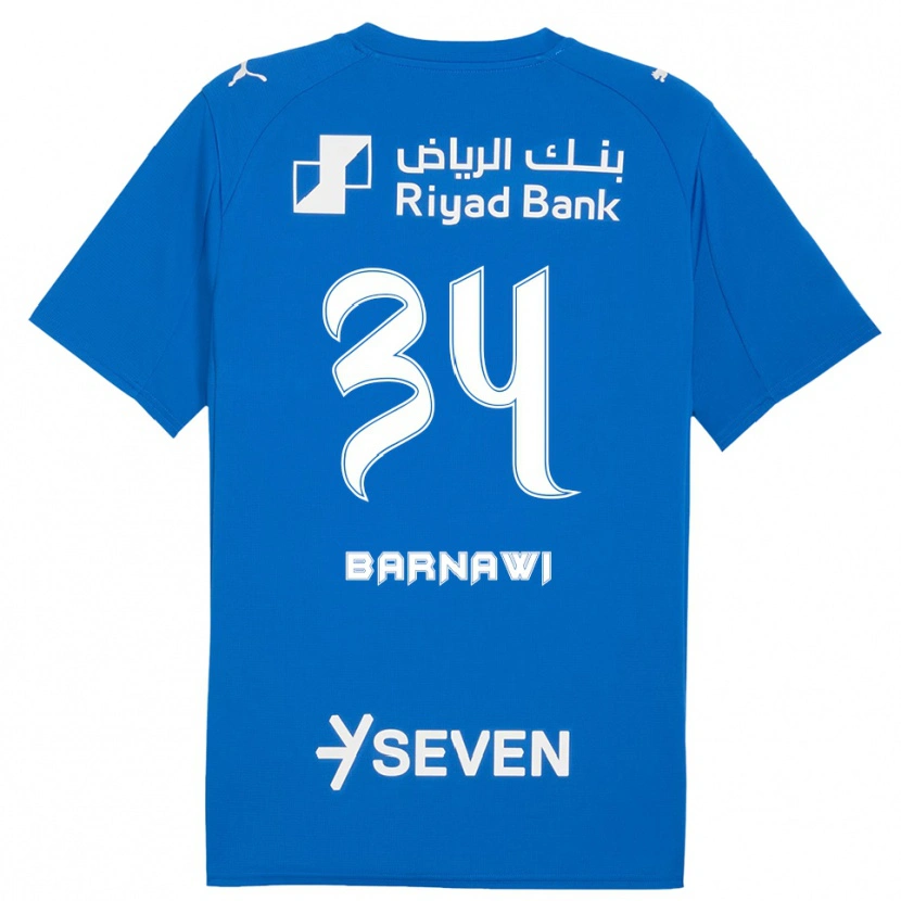 Danxen Uomo Maglia Saleh Barnawi #34 Blu Bianco Kit Gara Home 2025/26 Maglietta