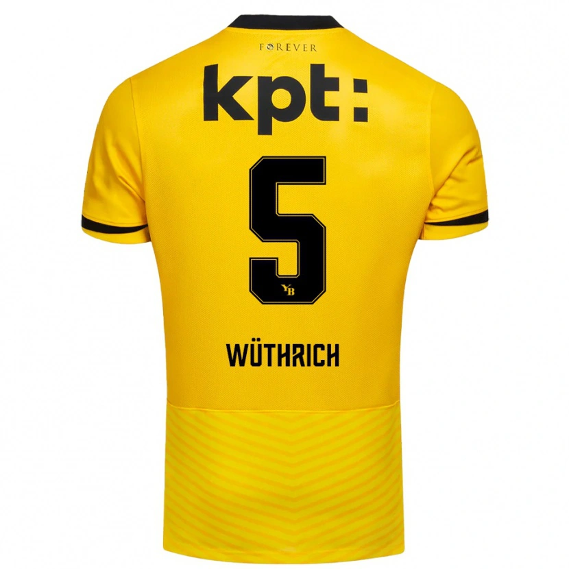 Danxen Uomo Maglia Gregory Wüthrich #5 Giallo Nero Kit Gara Home 2025/26 Maglietta