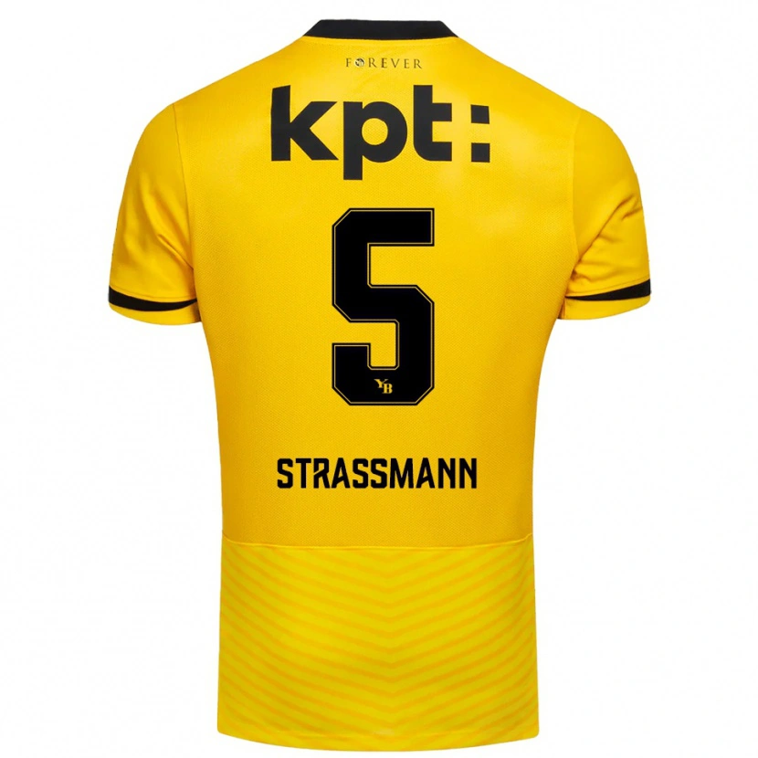 Danxen Uomo Maglia Sven Strassmann #5 Giallo Nero Kit Gara Home 2025/26 Maglietta