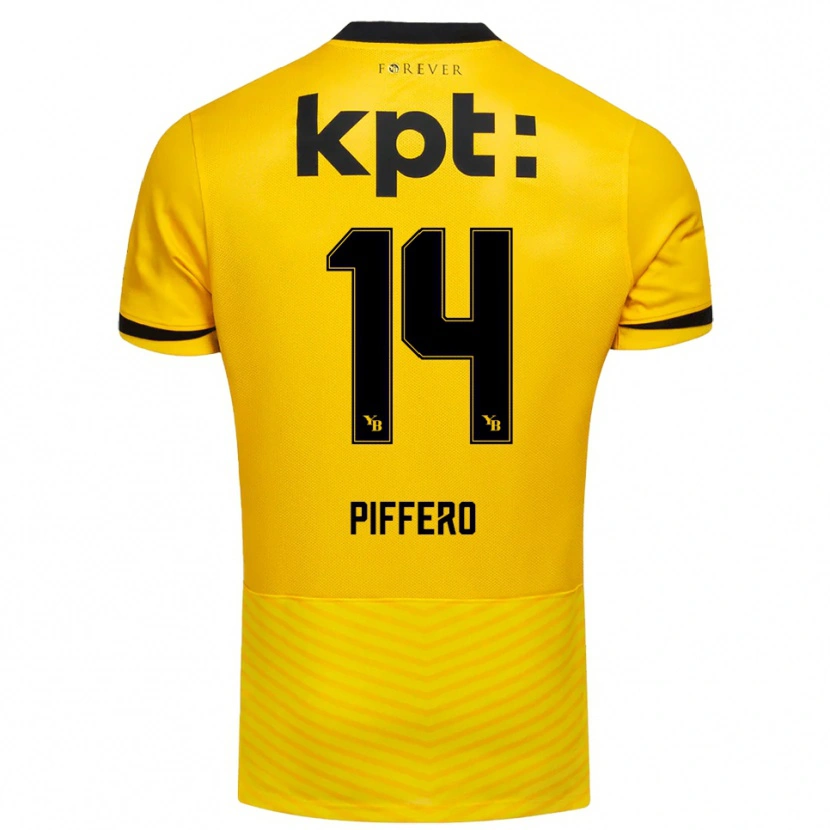 Danxen Uomo Maglia David Piffero #14 Giallo Nero Kit Gara Home 2025/26 Maglietta
