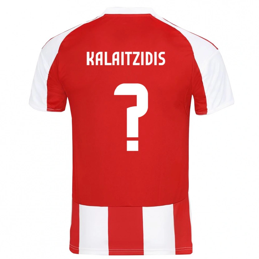 Danxen Uomo Maglia Nikolaos Kalaitzidis #0 Rosso Bianco Kit Gara Home 2025/26 Maglietta
