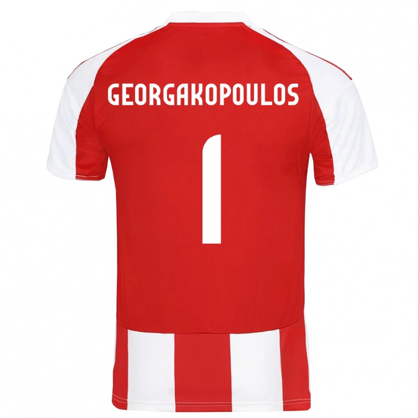 Danxen Uomo Maglia Iason Georgakopoulos #1 Rosso Bianco Kit Gara Home 2025/26 Maglietta