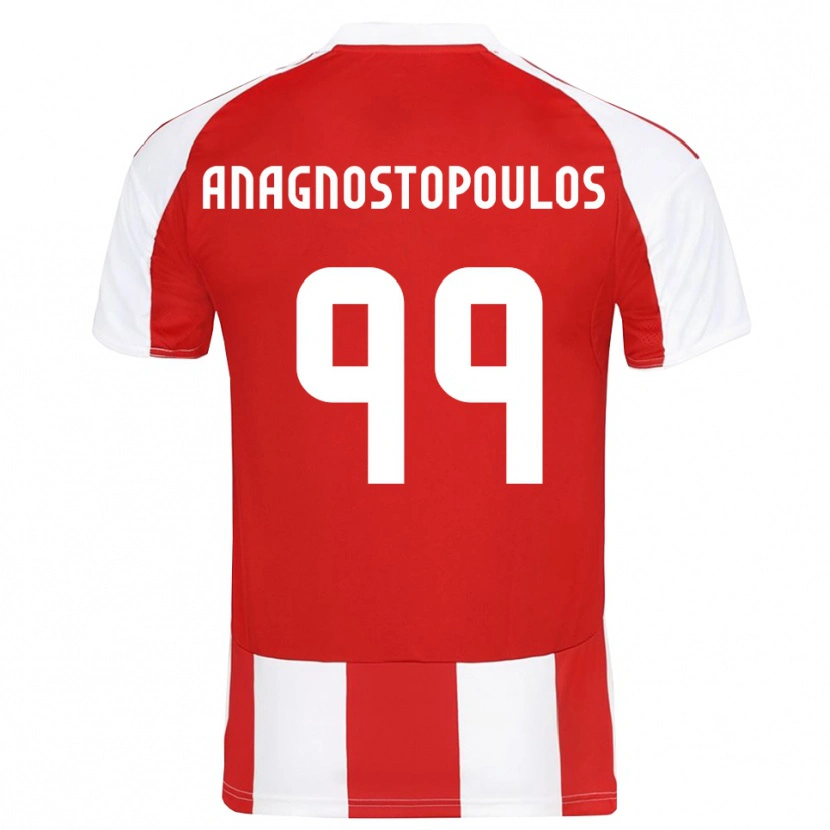 Danxen Uomo Maglia Alexandros Anagnostopoulos #99 Rosso Bianco Kit Gara Home 2025/26 Maglietta