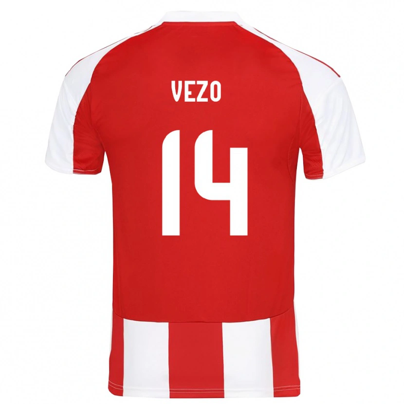Danxen Uomo Maglia Rúben Vezo #14 Rosso Bianco Kit Gara Home 2025/26 Maglietta