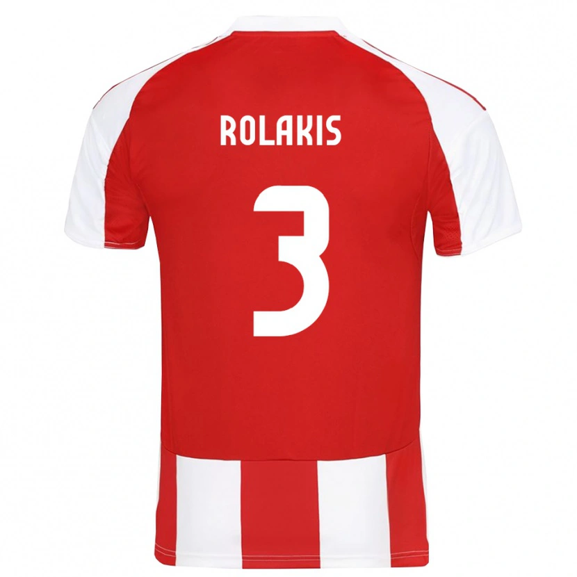Danxen Uomo Maglia Giannis Rolakis #3 Rosso Bianco Kit Gara Home 2025/26 Maglietta