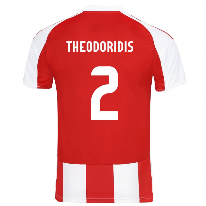 Danxen Uomo Maglia Alexios Theodoridis #2 Rosso Bianco Kit Gara Home 2025/26 Maglietta