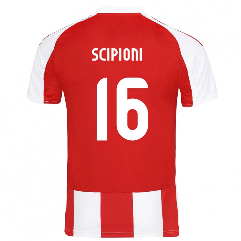 Danxen Uomo Maglia Lorenzo Scipioni #16 Rosso Bianco Kit Gara Home 2025/26 Maglietta