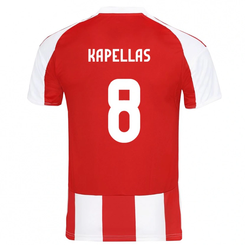 Danxen Uomo Maglia Christos Kapellas #8 Rosso Bianco Kit Gara Home 2025/26 Maglietta