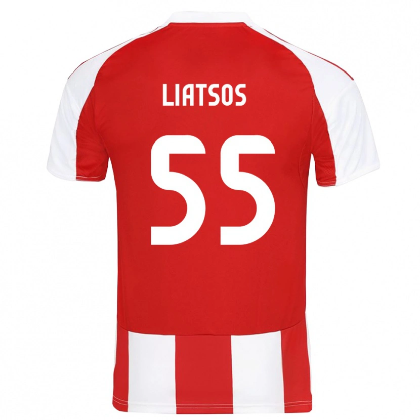Danxen Uomo Maglia Christos Liatsos #55 Rosso Bianco Kit Gara Home 2025/26 Maglietta