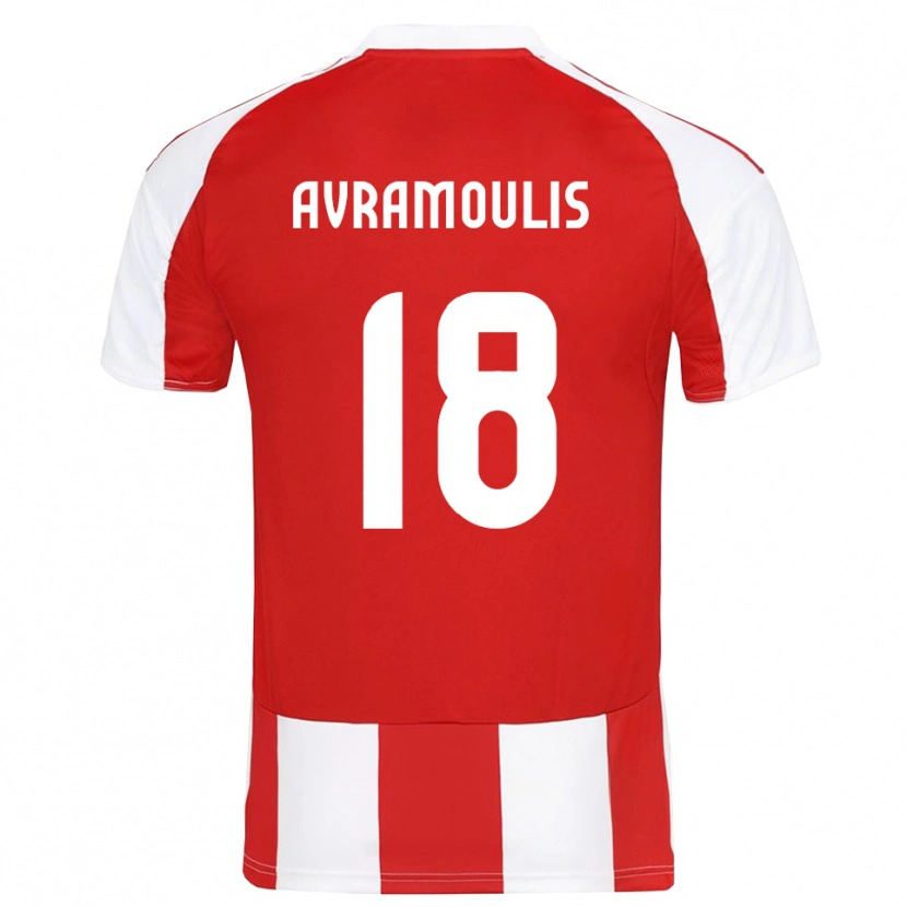 Danxen Uomo Maglia Nikolaos Avramoulis #18 Rosso Bianco Kit Gara Home 2025/26 Maglietta