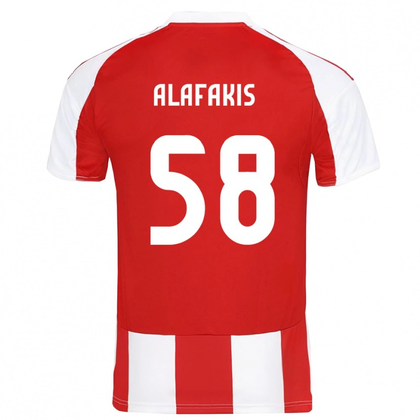Danxen Uomo Maglia Nektarios Alafakis #58 Rosso Bianco Kit Gara Home 2025/26 Maglietta