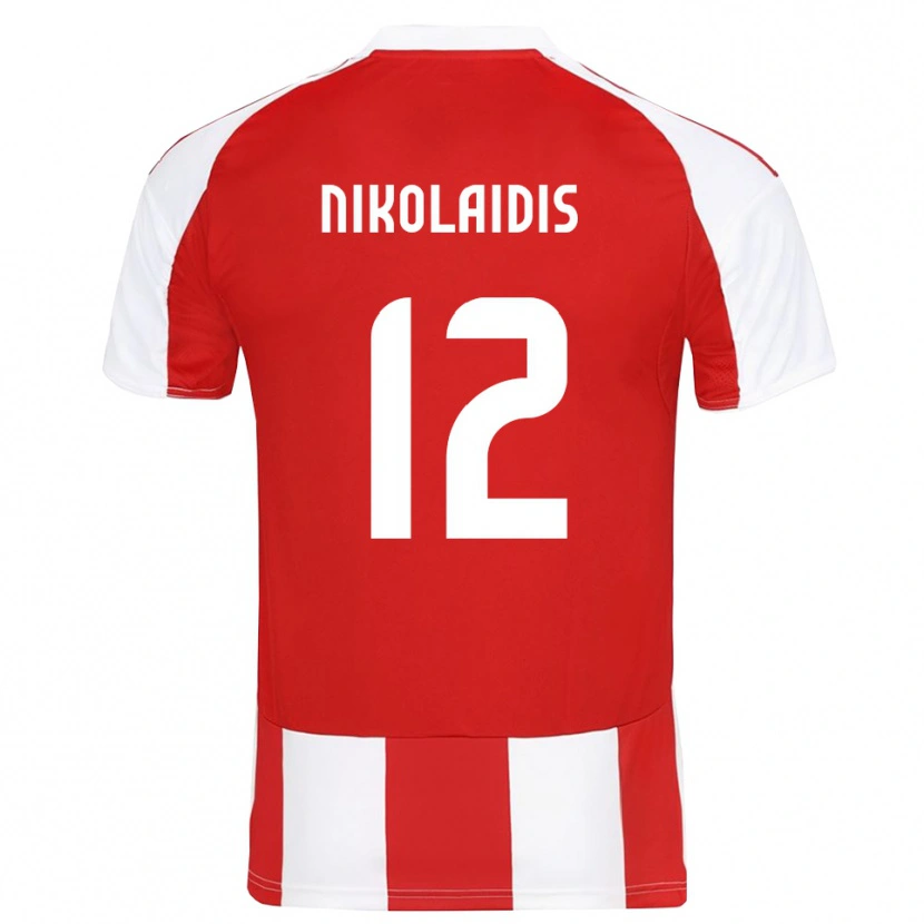 Danxen Uomo Maglia Georgios Nikolaidis #12 Rosso Bianco Kit Gara Home 2025/26 Maglietta