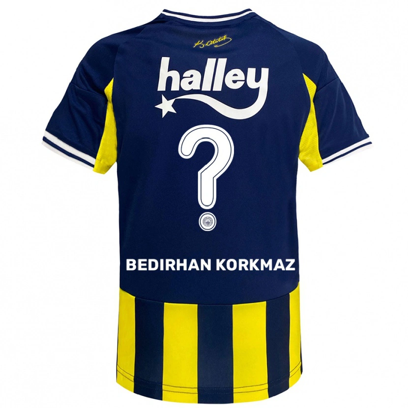 Danxen Uomo Maglia Yağız Bedirhan Korkmaz #0 Giallo Navy Bianco Kit Gara Home 2025/26 Maglietta