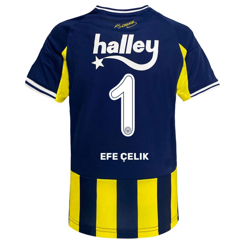 Danxen Uomo Maglia Mehmet Efe Çelik #1 Giallo Navy Bianco Kit Gara Home 2025/26 Maglietta