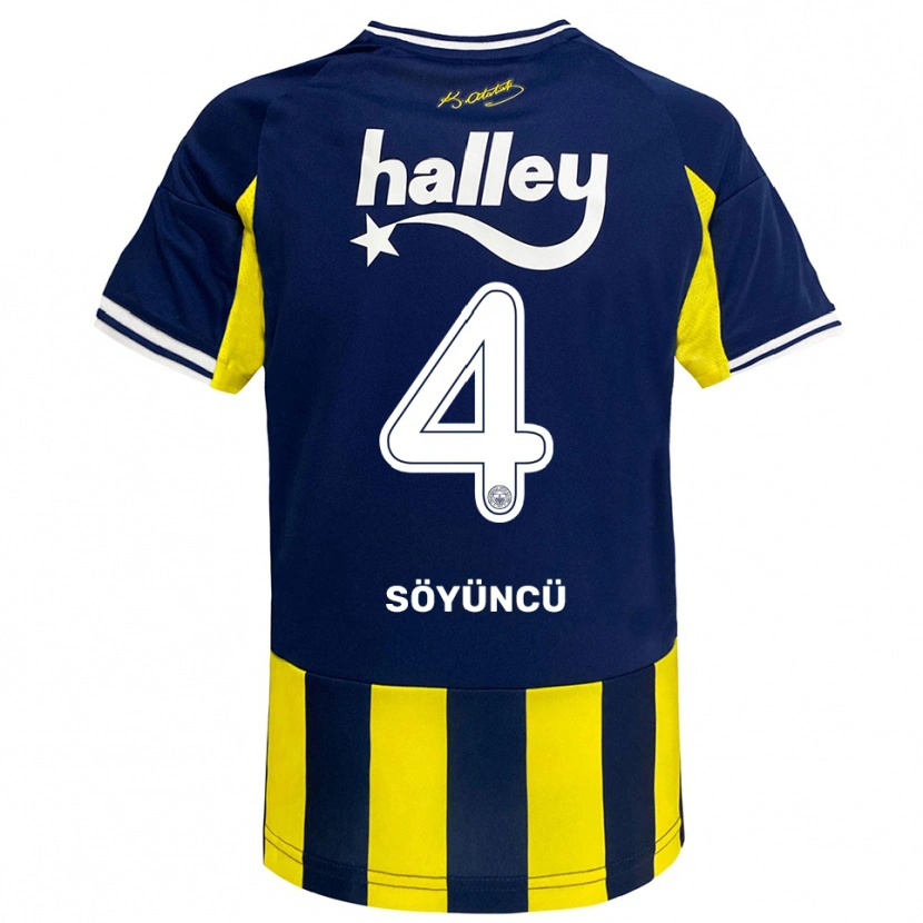 Danxen Uomo Maglia Çağlar Söyüncü #4 Giallo Navy Bianco Kit Gara Home 2025/26 Maglietta