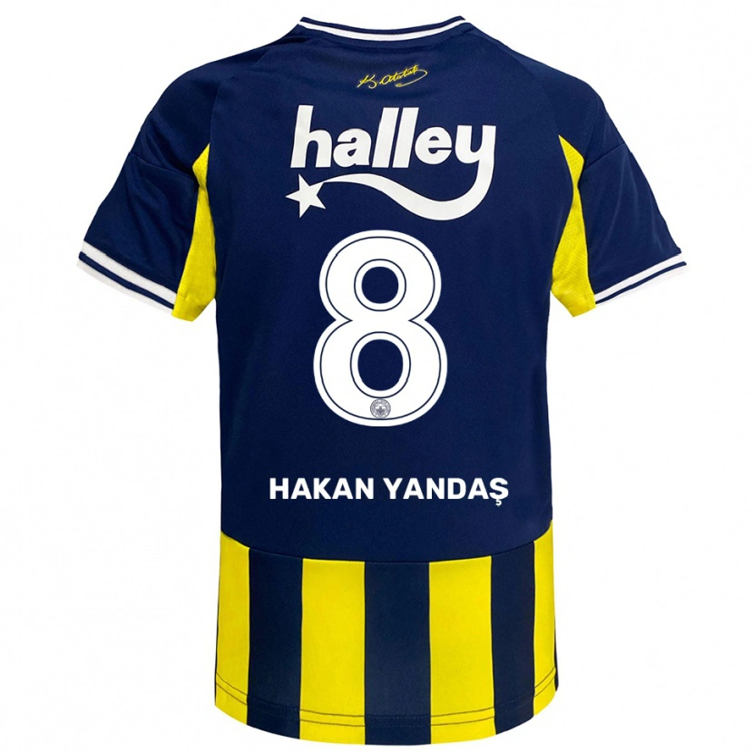 Danxen Uomo Maglia Mert Hakan Yandaş #8 Giallo Navy Bianco Kit Gara Home 2025/26 Maglietta