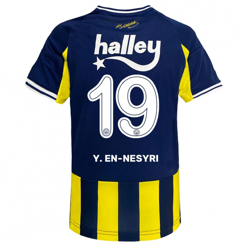 Danxen Uomo Maglia Youssef En-Nesyri #19 Giallo Navy Bianco Kit Gara Home 2025/26 Maglietta