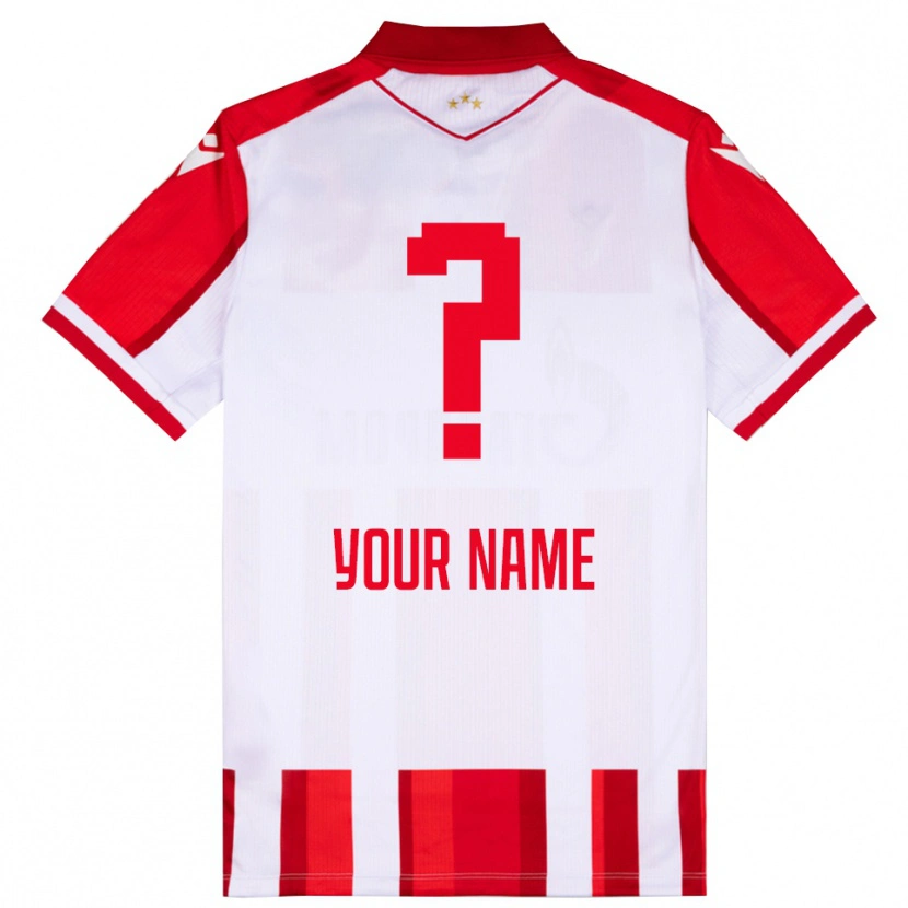 Danxen Uomo Maglia Il Tuo Nome #0 Rosso Bianco Kit Gara Home 2025/26 Maglietta