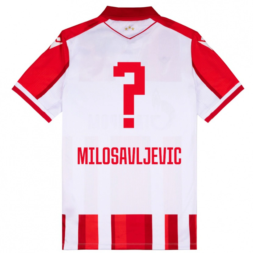 Danxen Uomo Maglia Mihajlo Milosavljevic #0 Rosso Bianco Kit Gara Home 2025/26 Maglietta