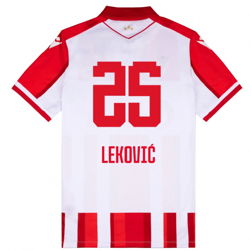 Danxen Uomo Maglia Stefan Leković #25 Rosso Bianco Kit Gara Home 2025/26 Maglietta