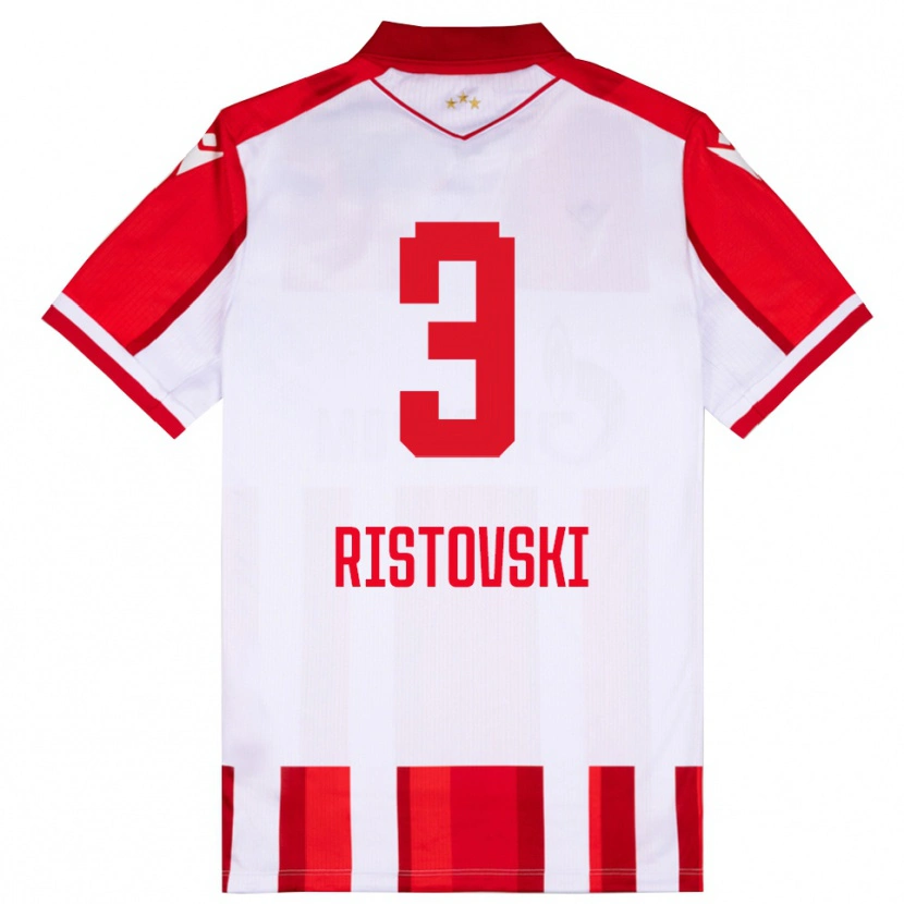 Danxen Uomo Maglia Gorazd Ristovski #3 Rosso Bianco Kit Gara Home 2025/26 Maglietta