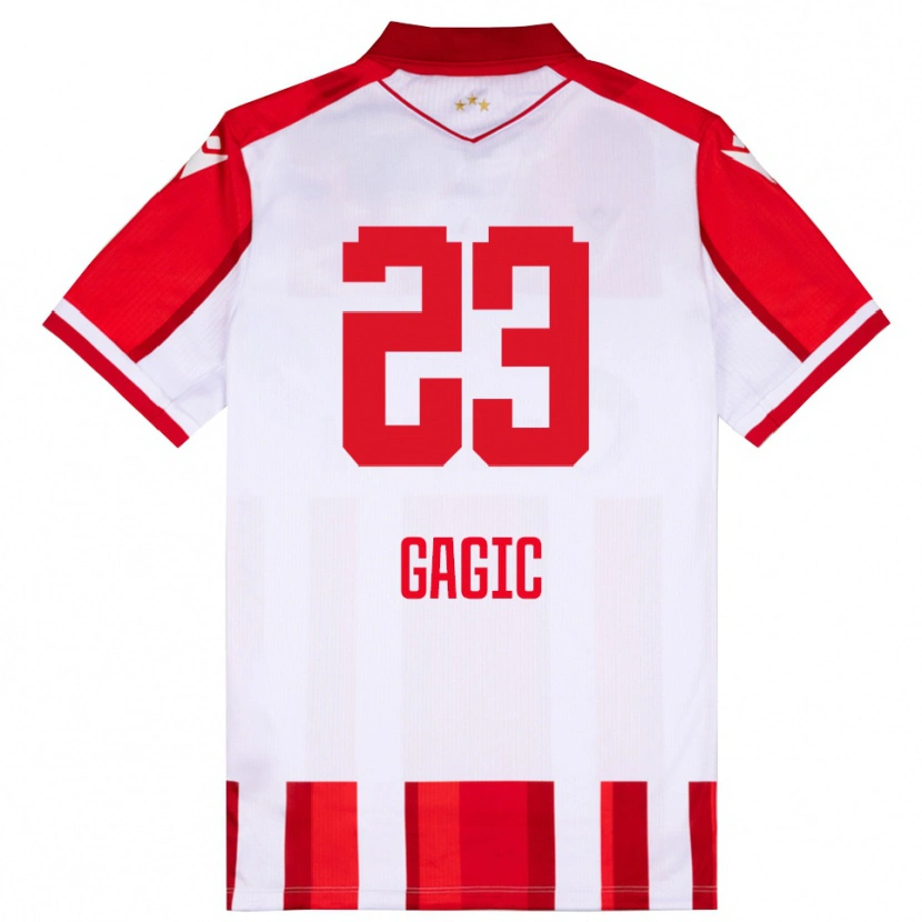 Danxen Uomo Maglia Matija Gagic #23 Rosso Bianco Kit Gara Home 2025/26 Maglietta