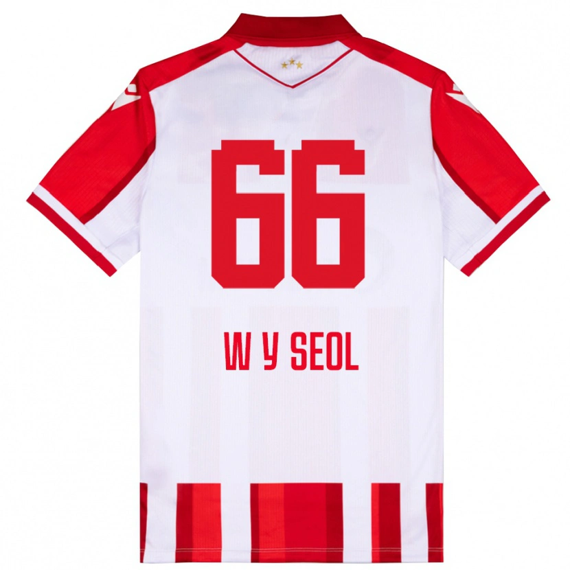 Danxen Uomo Maglia Young-Woo Seol #66 Rosso Bianco Kit Gara Home 2025/26 Maglietta
