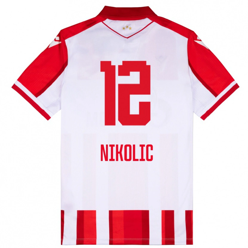 Danxen Uomo Maglia Uros Nikolic #12 Rosso Bianco Kit Gara Home 2025/26 Maglietta