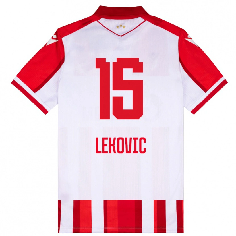 Danxen Uomo Maglia Mirko Lekovic #15 Rosso Bianco Kit Gara Home 2025/26 Maglietta
