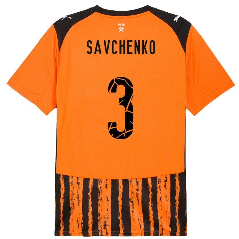 Danxen Uomo Maglia Roman Savchenko #3 Arancione Nero Kit Gara Home 2025/26 Maglietta