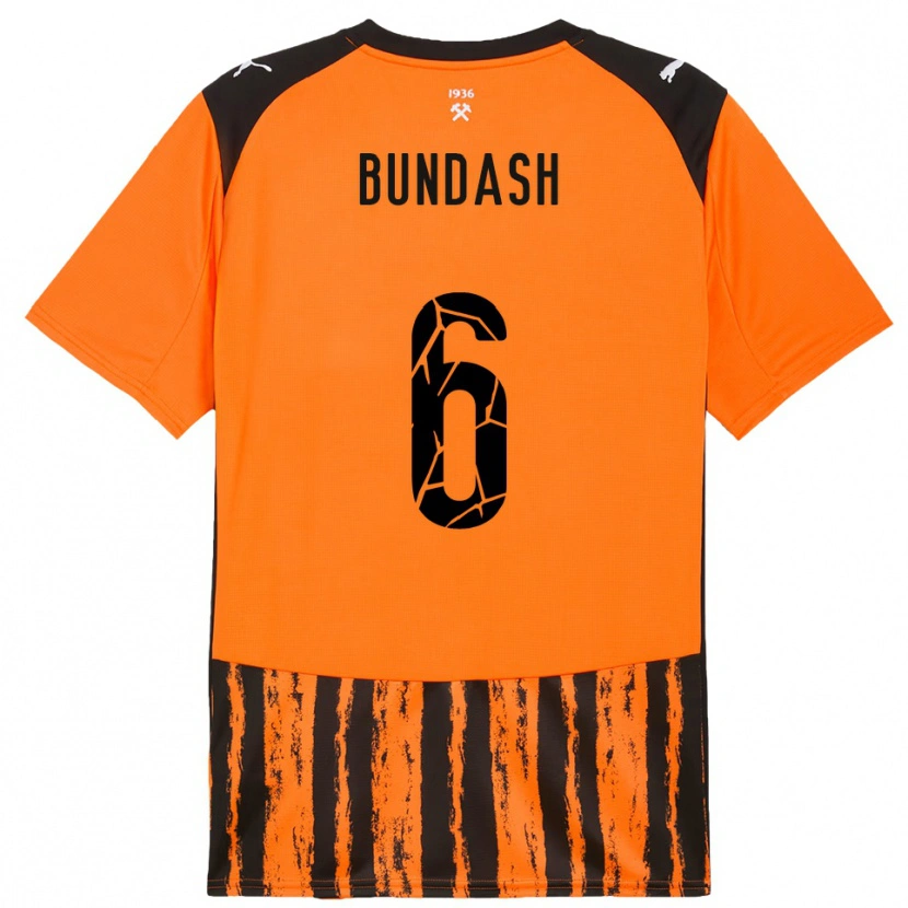Danxen Uomo Maglia Vasyl Bundash #6 Arancione Nero Kit Gara Home 2025/26 Maglietta