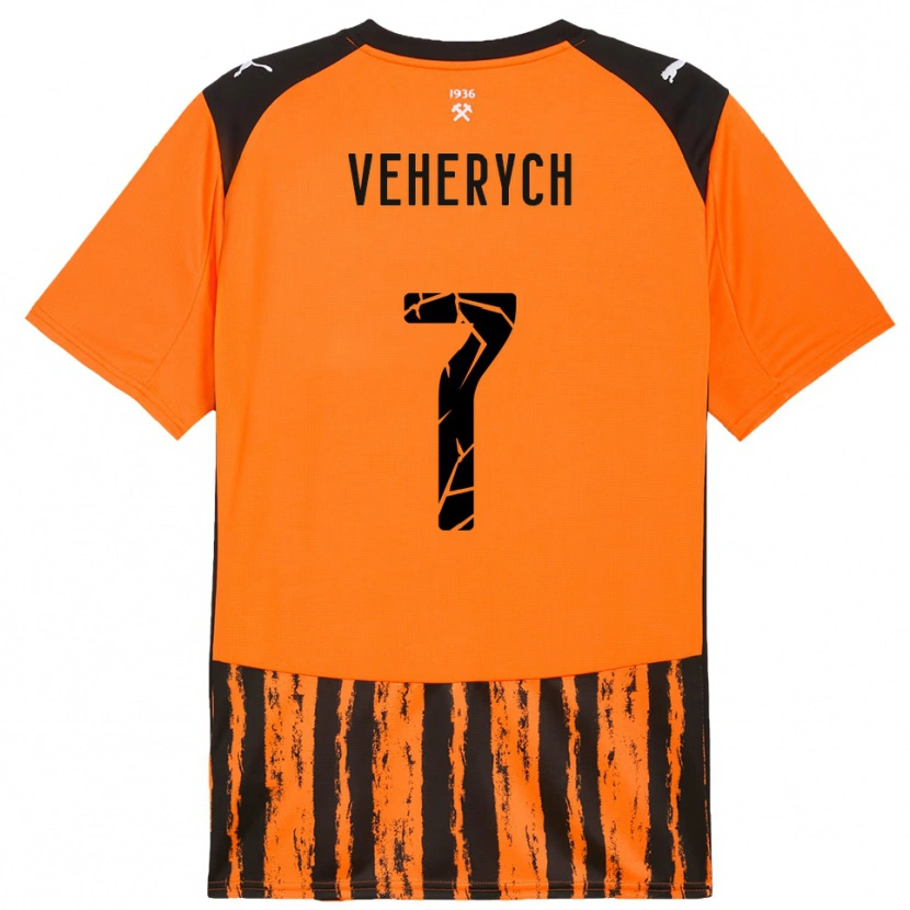 Danxen Uomo Maglia Nadiia Veherych #7 Arancione Nero Kit Gara Home 2025/26 Maglietta