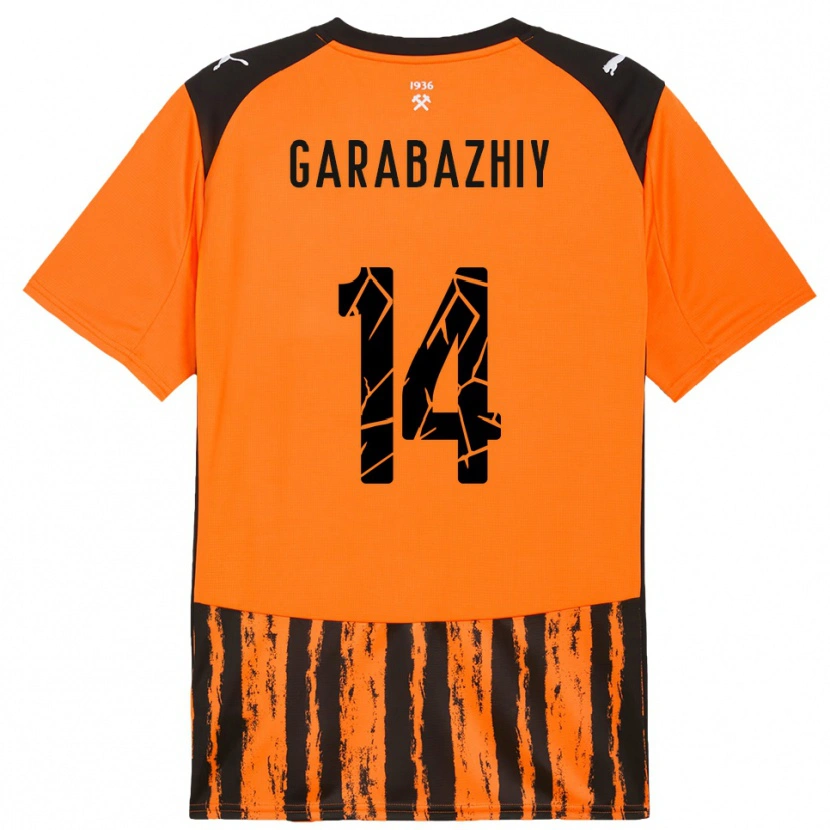 Danxen Uomo Maglia Anton Garabazhiy #14 Arancione Nero Kit Gara Home 2025/26 Maglietta
