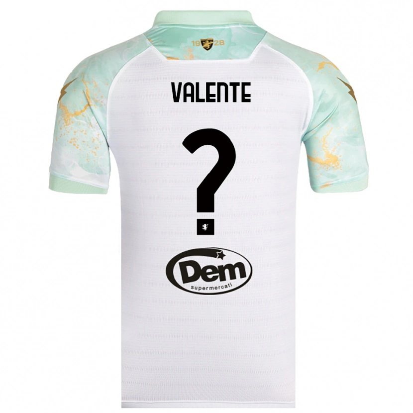 Danxen Uomo Maglia Gabriele Valente #0 Bianco Nero Kit Gara Away 2025/26 Maglietta