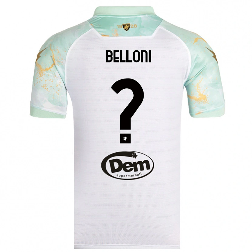 Danxen Uomo Maglia Nicholas Belloni #0 Bianco Nero Kit Gara Away 2025/26 Maglietta