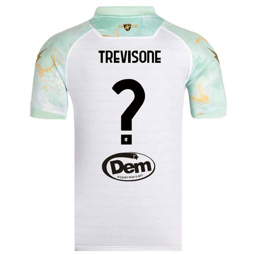 Danxen Uomo Maglia Gianmarco Trevisone #0 Bianco Nero Kit Gara Away 2025/26 Maglietta