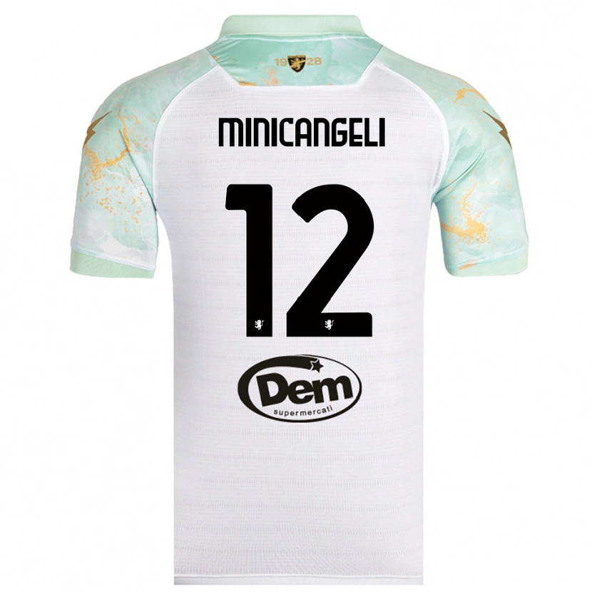 Danxen Uomo Maglia Francesco Minicangeli #12 Bianco Nero Kit Gara Away 2025/26 Maglietta